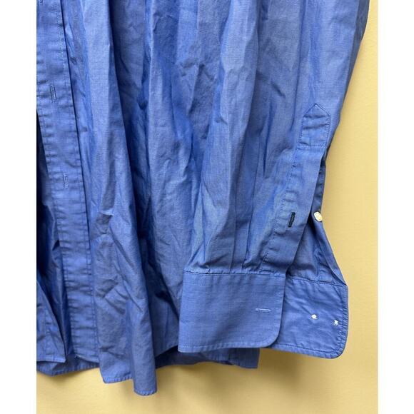 Tommy Hilfiger Size 17 1/2 Blue Regular Fit Long Sleeve Button Down Shirt - Picture 6 of 7